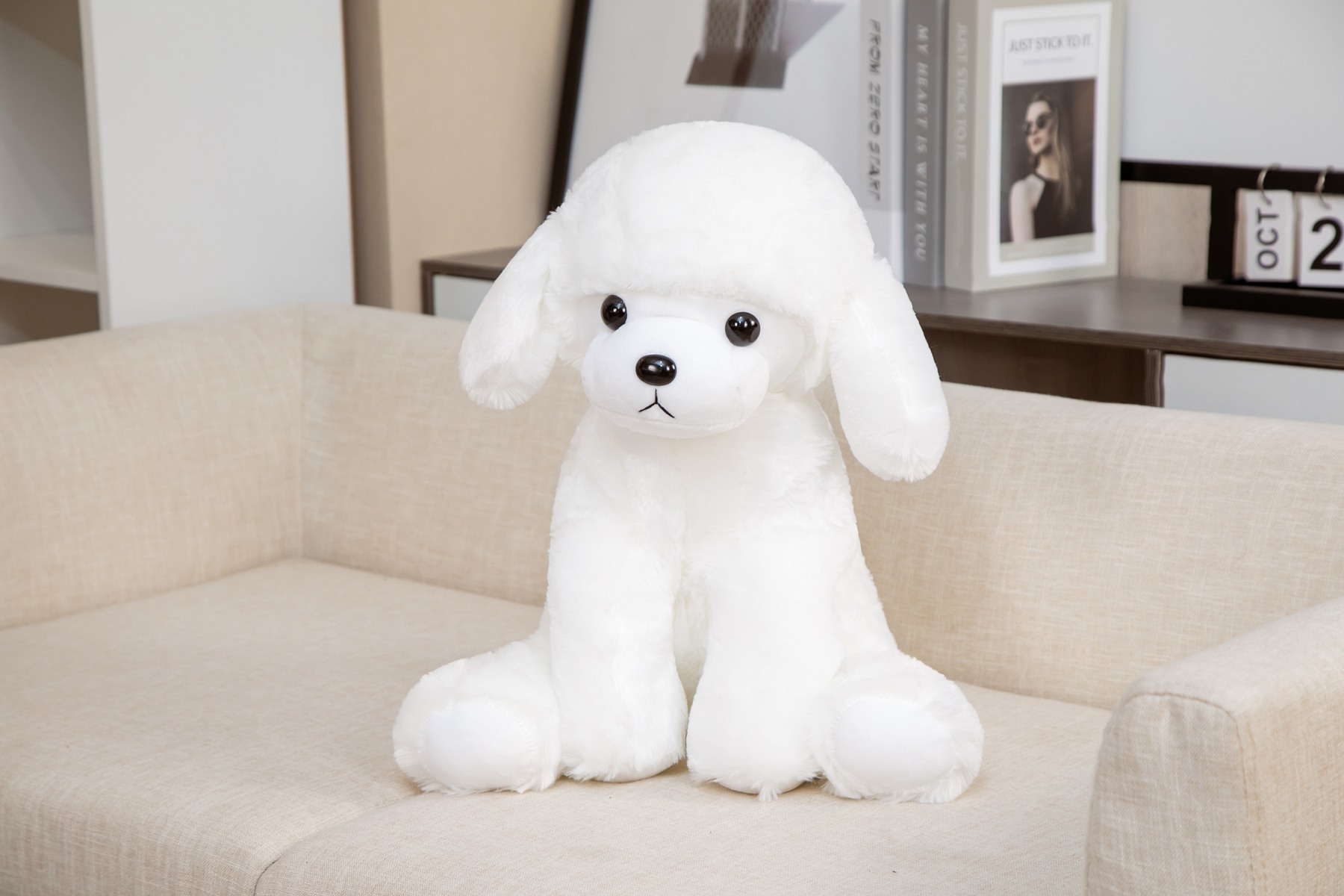 可爱情侣贵宾狗公仔仿真卷毛贵宾狗狗毛绒玩具粉色泰迪狗玩偶抱枕