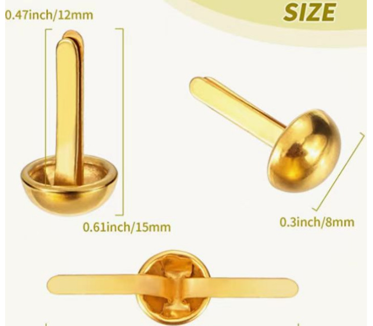 Golden Mushroom Brad Nail Metal Button Clothing Accessories 6#8# Accessories Brad Nail Double Shackles Creative Diy Accessories