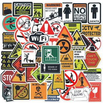53张警告标志防水贴纸卡通搞笑行李箱笔记本文具手机壳sticker