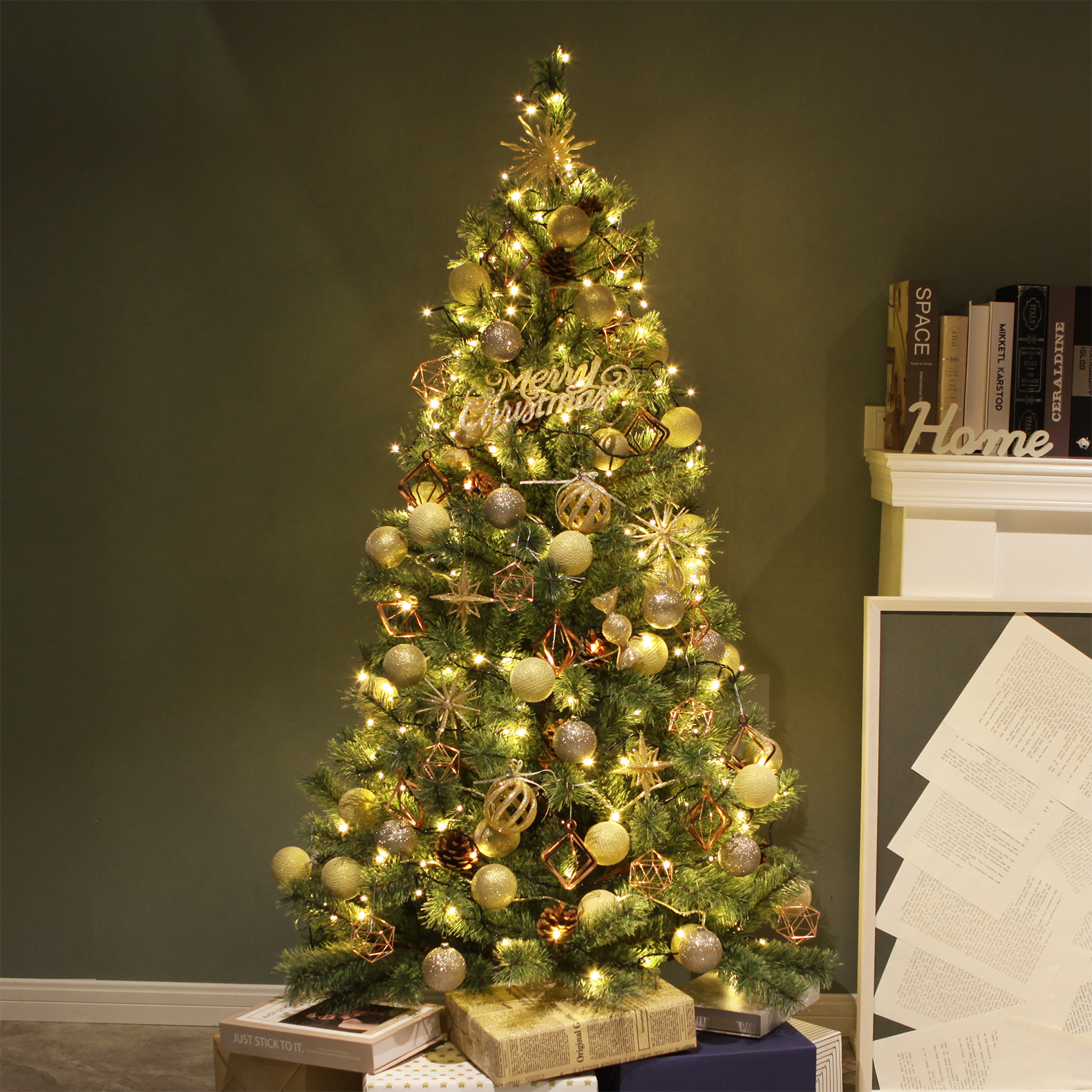 圣诞树圣诞树套装圣诞树套餐圣诞树家ins开花树带装饰环保不掉粉