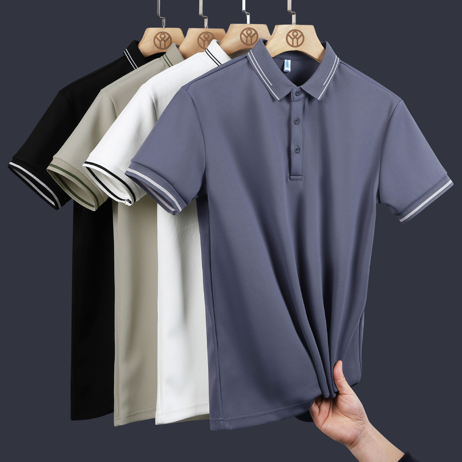 夏季新款男士珠地棉polo衫短袖高品质纯色潮牌t恤翻领百搭半袖衫