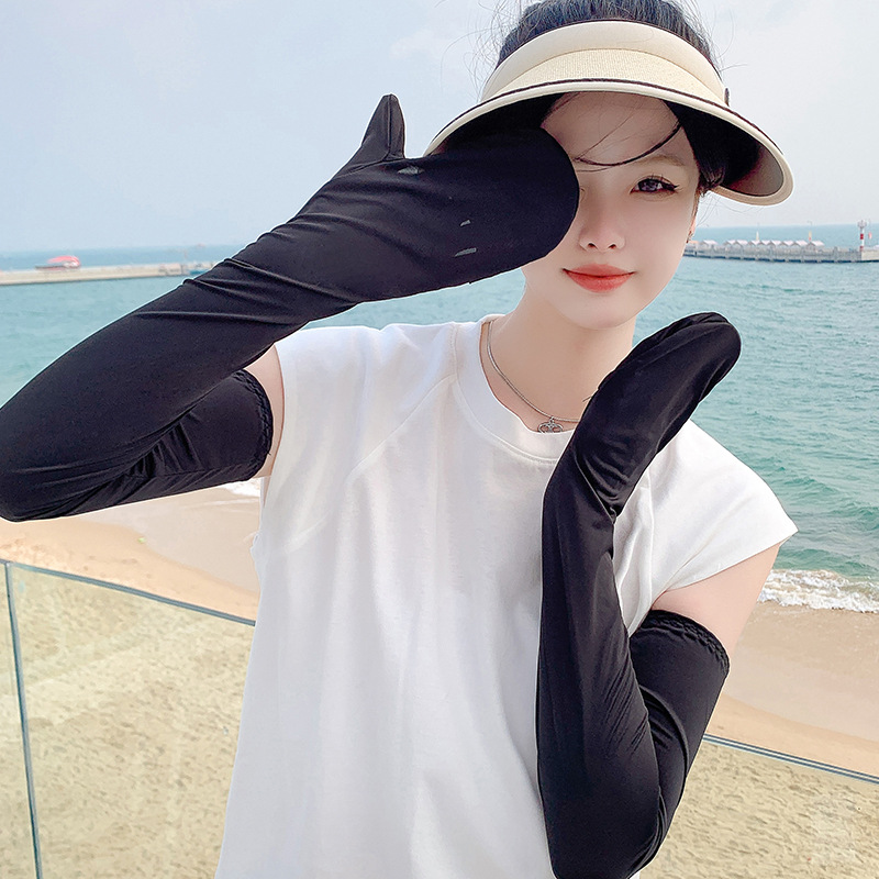 Bag Finger Ice Sleeve Female Sun Protection Oversleeve Female Summer Cycling Uv Protection Thin Lengthened Arm Guard Ice Silk Oversleeves Tide