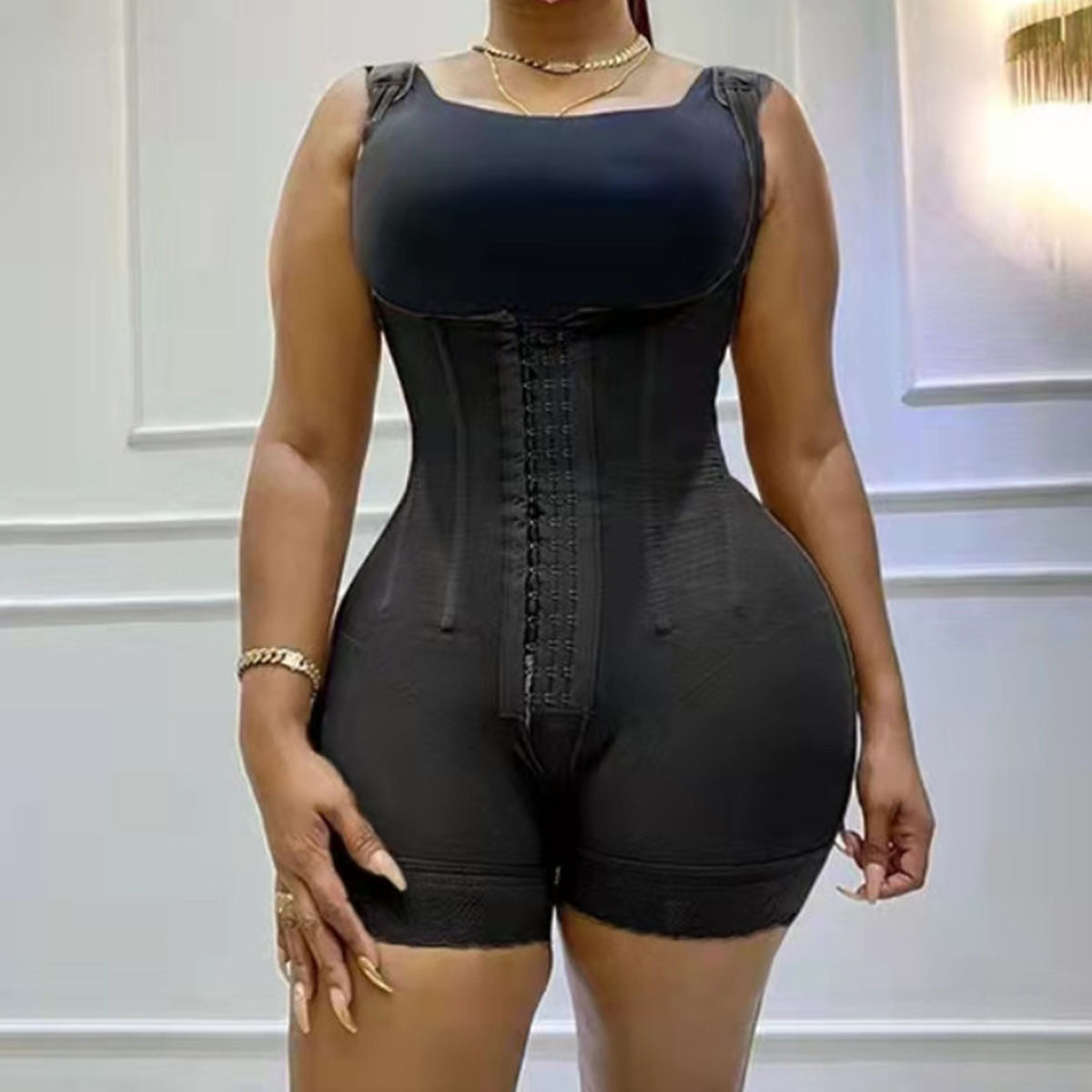 跨境强力连体塑身衣背心产后收腰提臀紧身美体大码束身衣收腹内衣