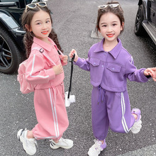 女童工装套装春秋款2024新款洋气儿童休闲运动两件套女孩宝宝秋装