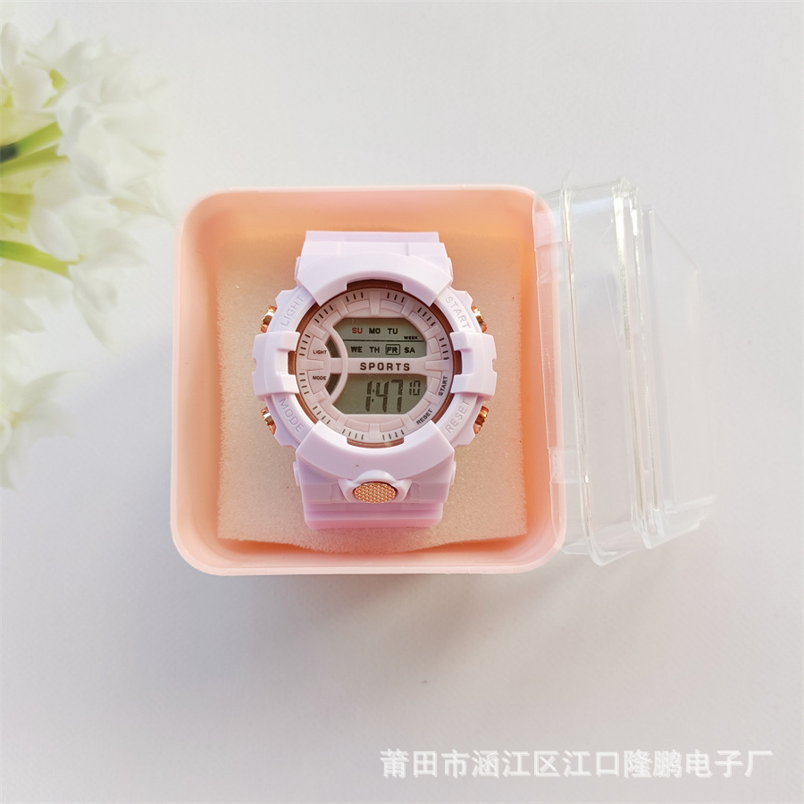 Factory Direct Supply Children's Watch Female Ins Style Junior High School and Elementary School Students Boys and Girls Drop-Resistant Luminous Digital Sport Watch