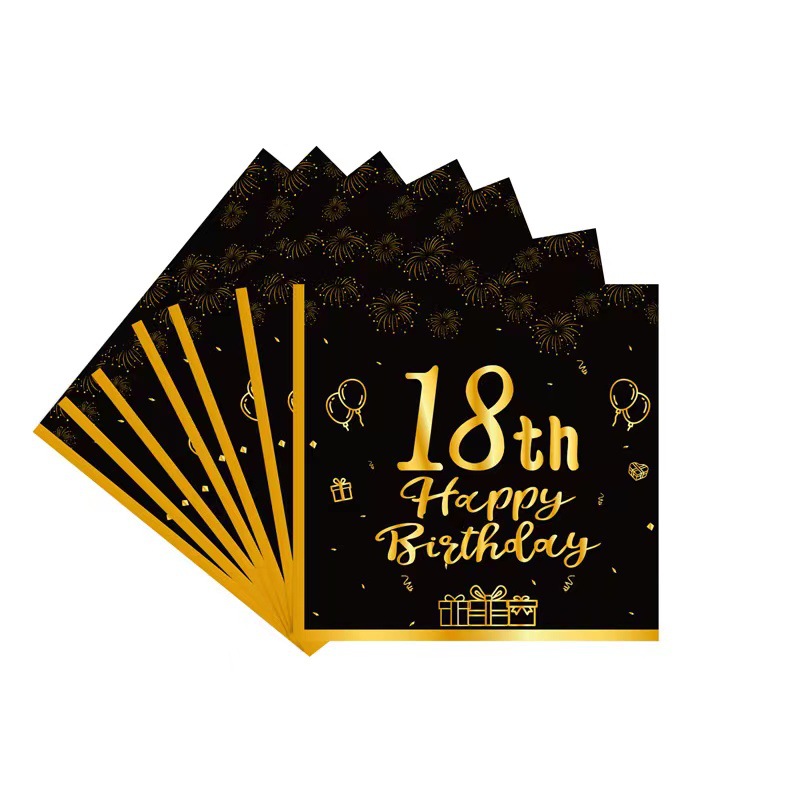 Spot Black Gold Year-Old Digital Birthday Theme Set Paper Pallet Paper Cup Tissue Party Gathering Decorative Supplies