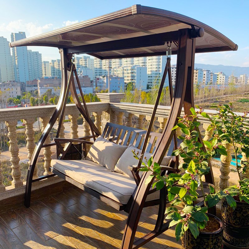 户外秋千露台花园荡秋千椅摇椅铁艺吊篮庭院家用室外椅子阳台吊椅