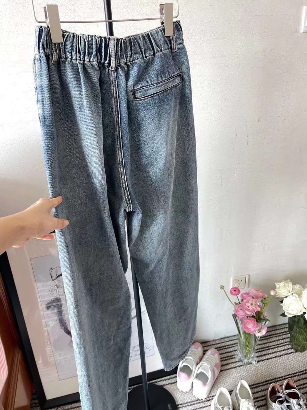 Original D Retro Fashionable Old Hong Kong Style Wide Leg Water Jeans Women's Autumn and Winter Loose All-Matching Slimming Casual Straight Pants