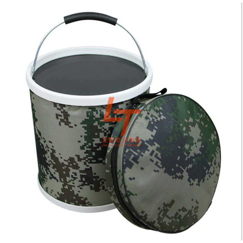 野战训练露营钓鱼水桶野战便携式折叠水桶军绿色加厚牛津布水桶