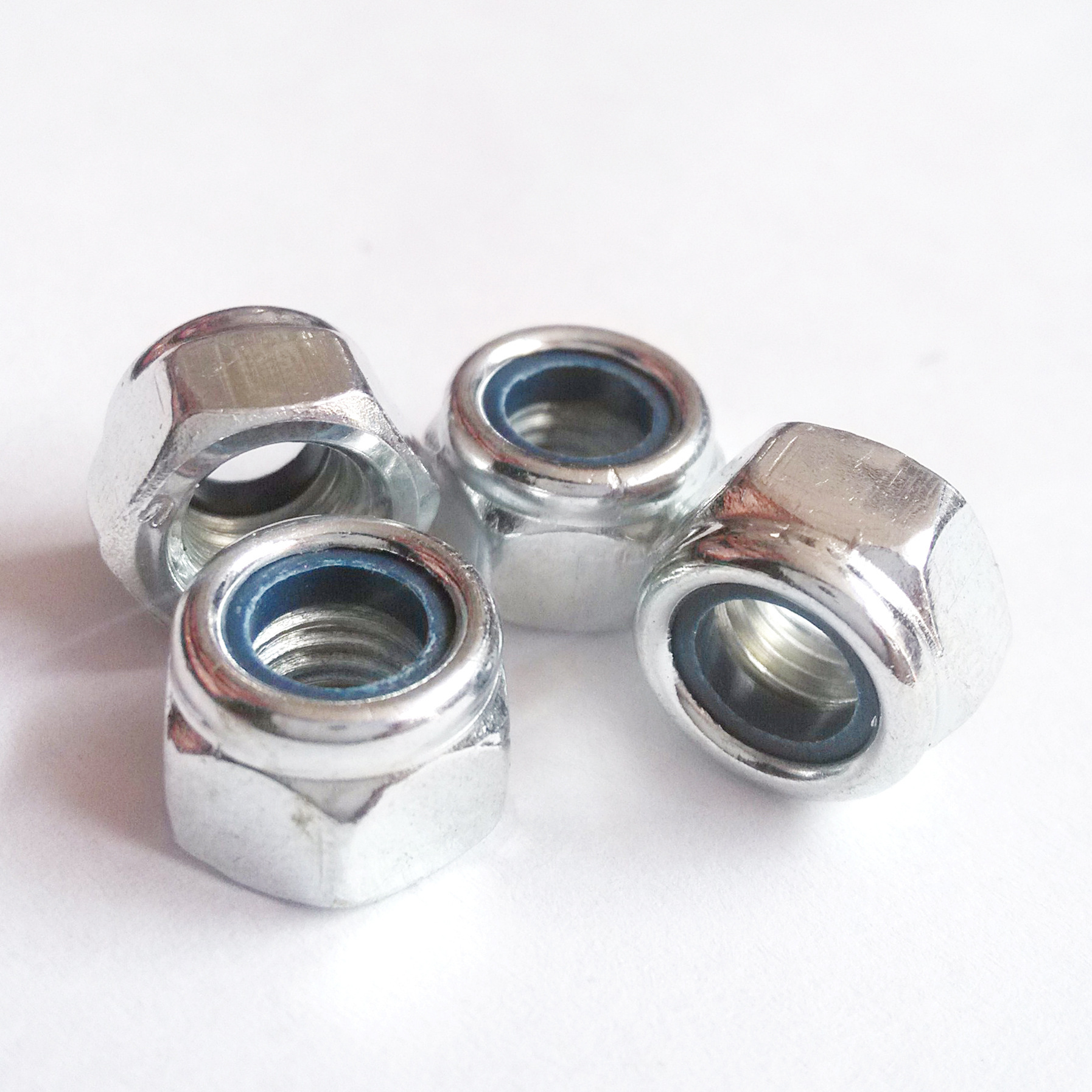 din982加厚自锁防松螺镀锌兰白锌厚型非金属六角自锁螺母m4-m20