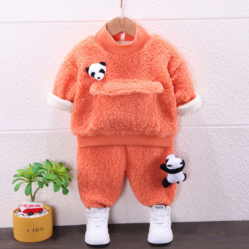 儿童套装秋冬装宝宝衣服冬季加绒加厚男女童洋气可爱毛毛衣棉服潮