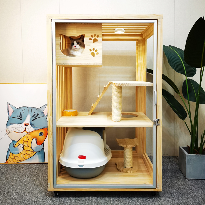 猫屋实木猫笼别墅猫窝别墅家用小号公寓猫舍猫屋