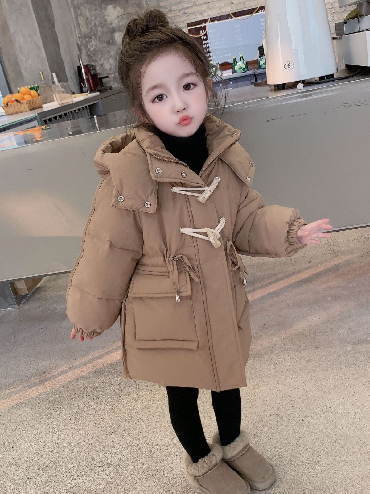Girls' down Cotton-Padded Clothes Winter 2023 New Children's Winter Fashionable Cotton Coat Coat Baby Winter Thickened Padded Jacket