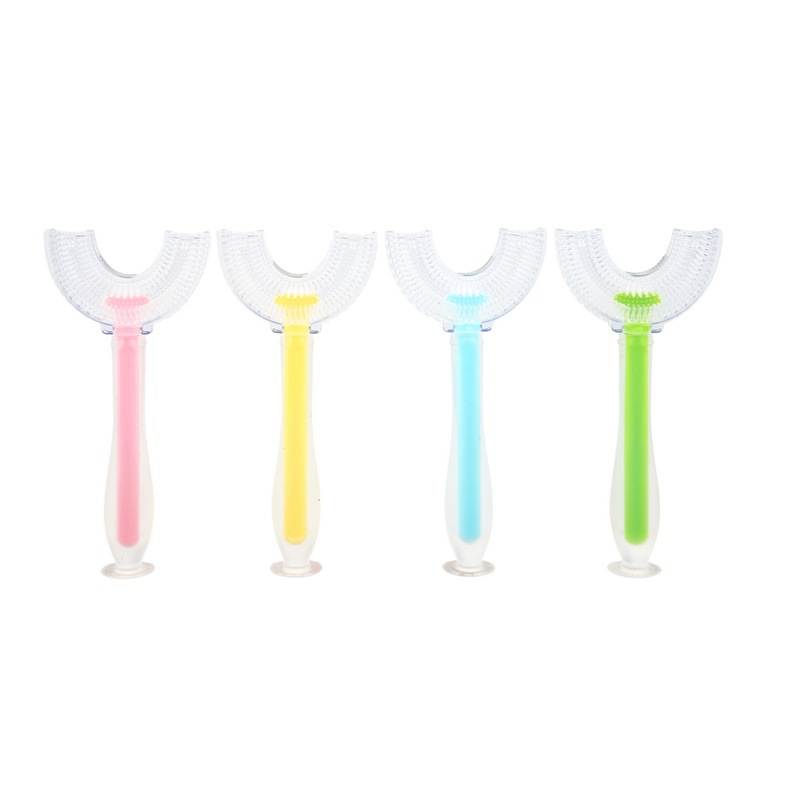 Factory Wholesale Baby U-Shaped Toothbrush Silicone Toothbrush Children U-Shaped Toothbrush Liquid Silicone Soft Hair Sucker Toothbrush