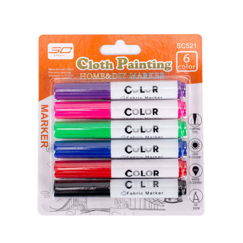 Cloth Pen Children's Textile Paint Brush Short-Sleeved Shoes Kindergarten Graffiti Pen Cloth Painting Textile Pen Factory Direct Supply