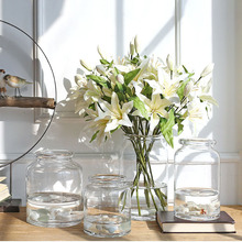 简约现代玻璃花瓶透明插花客厅餐桌花器客厅水培瓶北欧装饰插花瓶