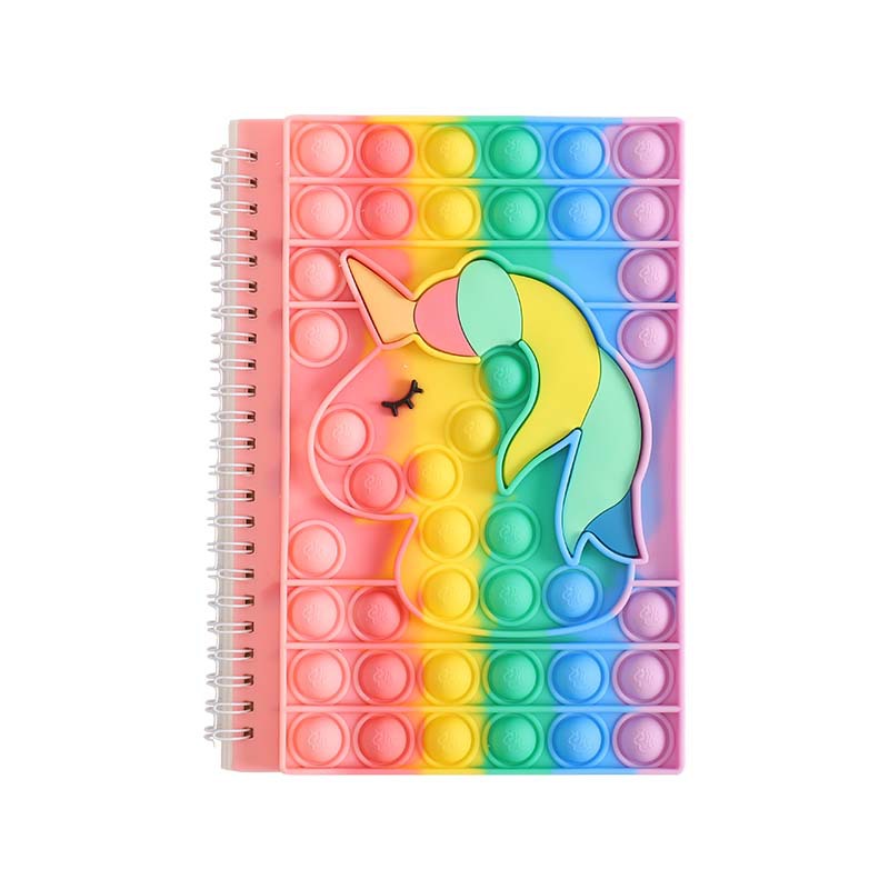 A5 Decompression Notebook Color Bubble Notebook Primary School Student Decompression Stationery Silicone Notepad Unicorn Coil Notebook