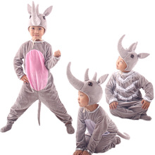 新品儿童舞蹈服装动物表演服可爱卡通犀牛亲子演出服头饰帽子套装