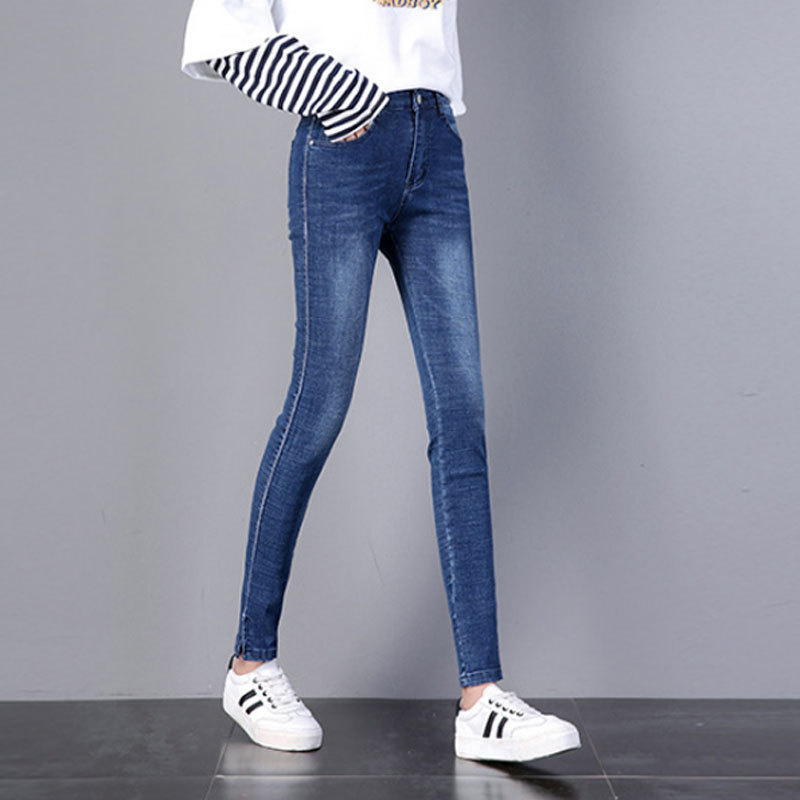 2021春夏新款紧身弹性小脚裤显瘦简约牛仔裤女韩版棉质休闲铅笔裤