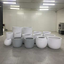 玻璃钢花盆组合商场落地花钵户外公园美陈装饰大花瓶花槽花器厂家