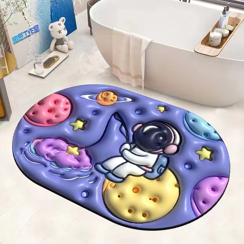 New 3D Diatom Ooze Carpet Floor Mat Water-Absorbing Quick-Drying Foot Mat Bathroom Crystal Velvet Floor Mat Wholesale