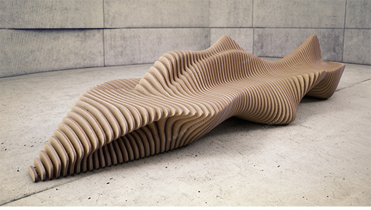 商场休闲座椅 公共艺术异形切片实木坐凳酒店大堂休息区创意椅子