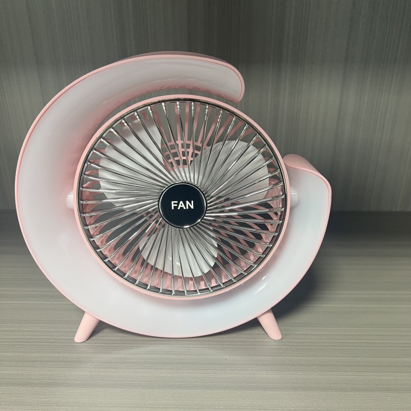 Cross Mirror Electric Fan Desktop Loop Ambience Light USB Charging Horse Running Light Fan Mini Fan Moon Fan