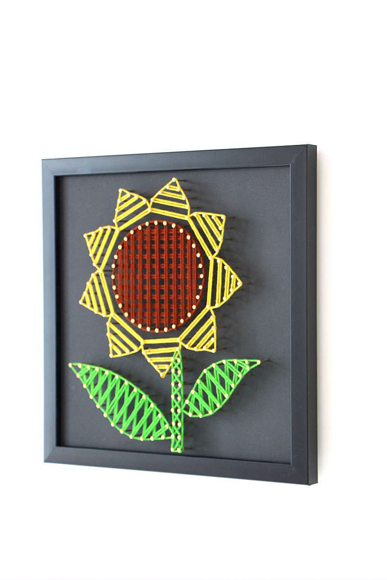 向日葵 钉子绕线画diy材料成品 毛线缠绕画手工课装饰画纱线弦丝