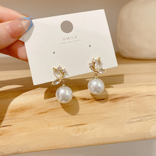 S925银针新款法式珍珠蝴蝶耳环女高级感小众设计时尚气质轻奢耳环