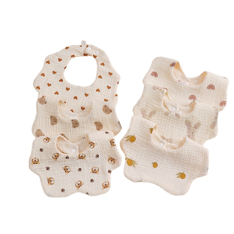 Baby Gauze Saliva Towel Newborn Baby Child Pure Cotton Six-Layer Bib 360-Degree Rotation Milk Spilt Prevent Maternal and Child Supplies
