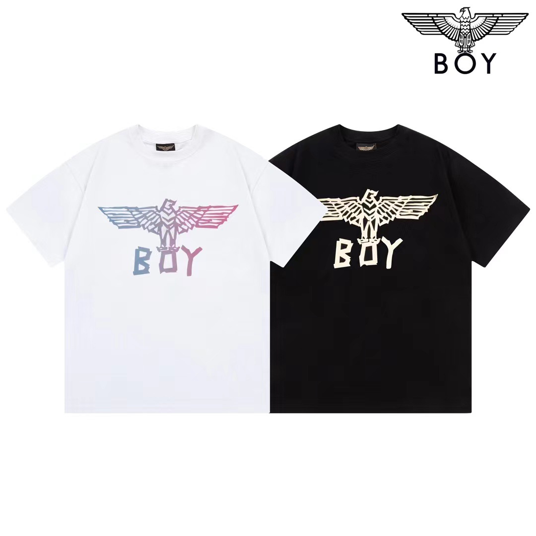 韩版boy潮牌24s夏季叠色印花老鹰字母宽松时尚大气男女t恤情侣衫
