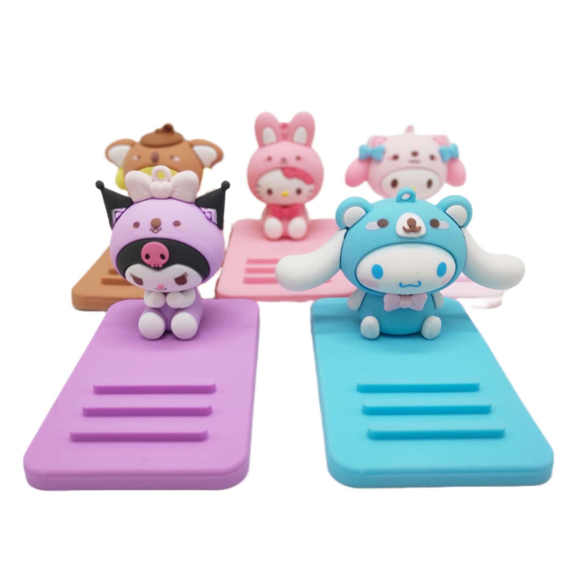 Cartoon Cute Sanrio Three-Dimensional Doll Lazy Desktop Mobile Phone Bracket Base Creative Small Gift Decoration Wholesale