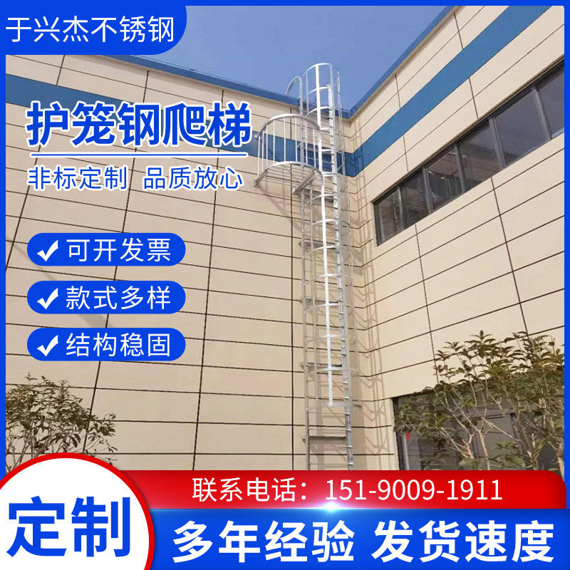厂家供应护笼钢爬梯玻璃钢护笼爬梯 污水井爬梯人字消防梯