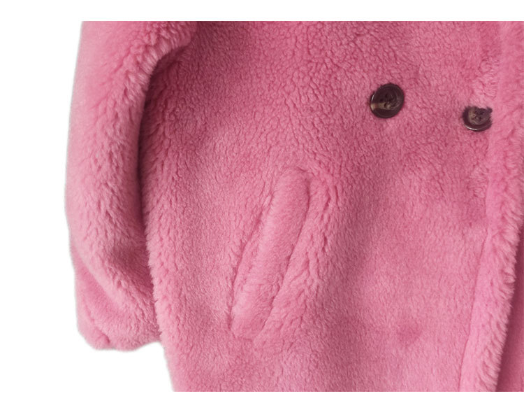 m家乔晶晶同款颗粒绒泰迪熊大衣女中长款羊羔毛皮草皮毛一体外套