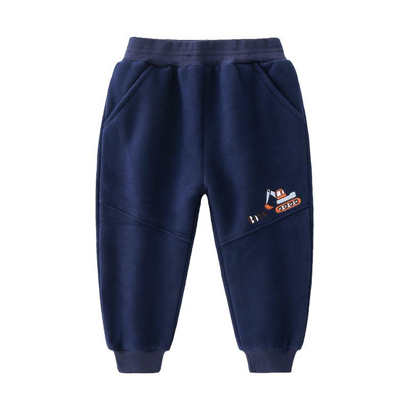 男女童卡通长裤双层2023年春季新款中小童刺绣加绒加厚一件代发