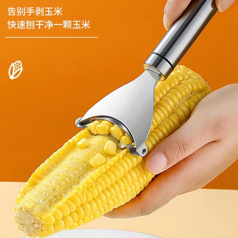 Manual Stainless Steel Quick Grain Separator Kitchen Household Planing and Peeling Corn Artifact Double Rubber Gasket Handle Grain Separator