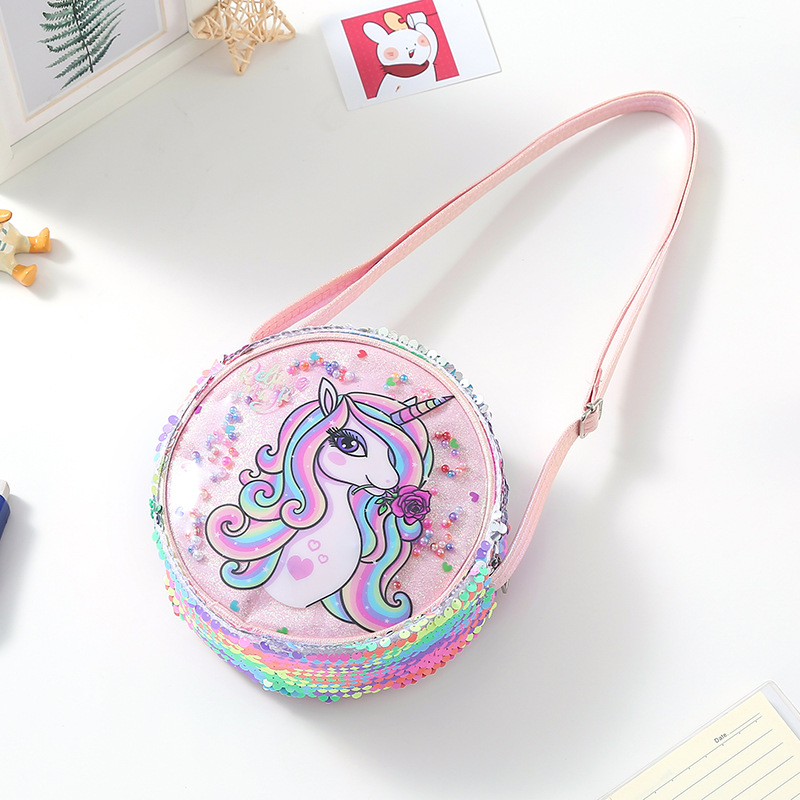 New Sequined Unicorn Crossbody Bag GREAT Rainbow Glitter Waist Bag Children Student Girl Cartoon Shoulder Bag
