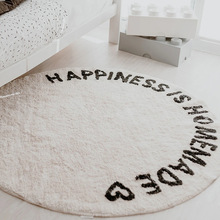 圆形地毯家用卧室隔凉防滑床边毯创意字母加厚仿羊绒地毯四季通用
