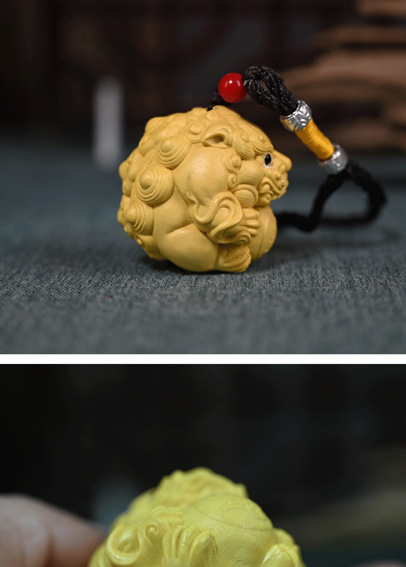 黄杨木雕貔貅抱球手把件有求必应文玩手把件个性汽车钥匙扣工艺品