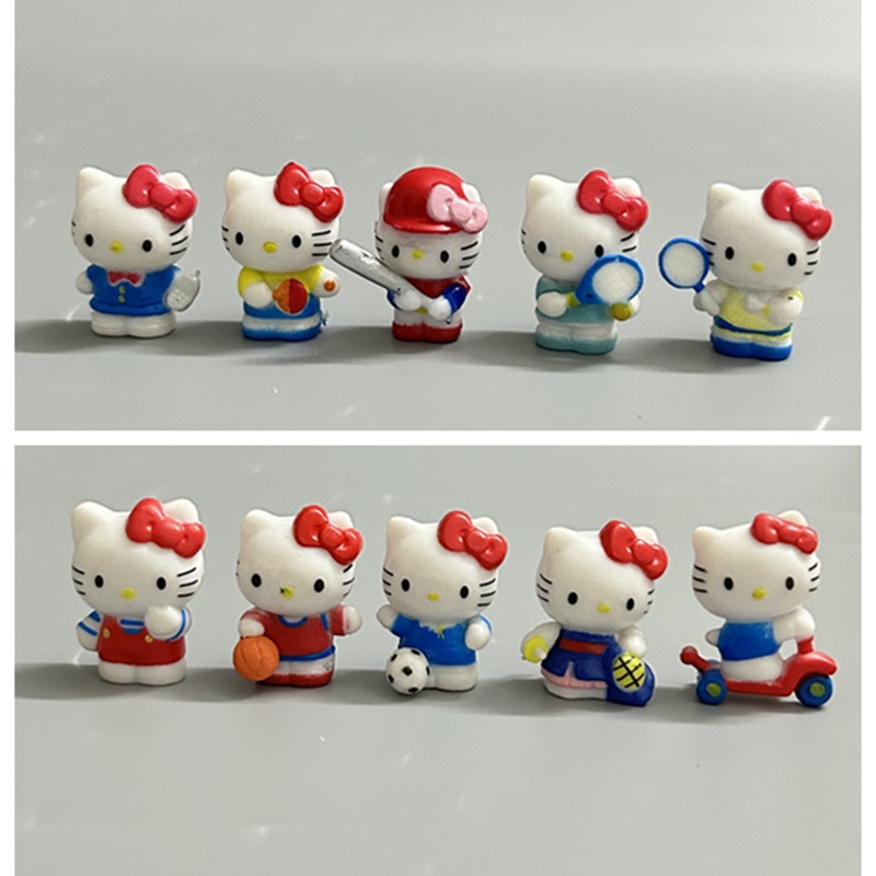 一套10款运动版猫咪 迷你小猫公仔 diy手工材料配件 手机链配饰