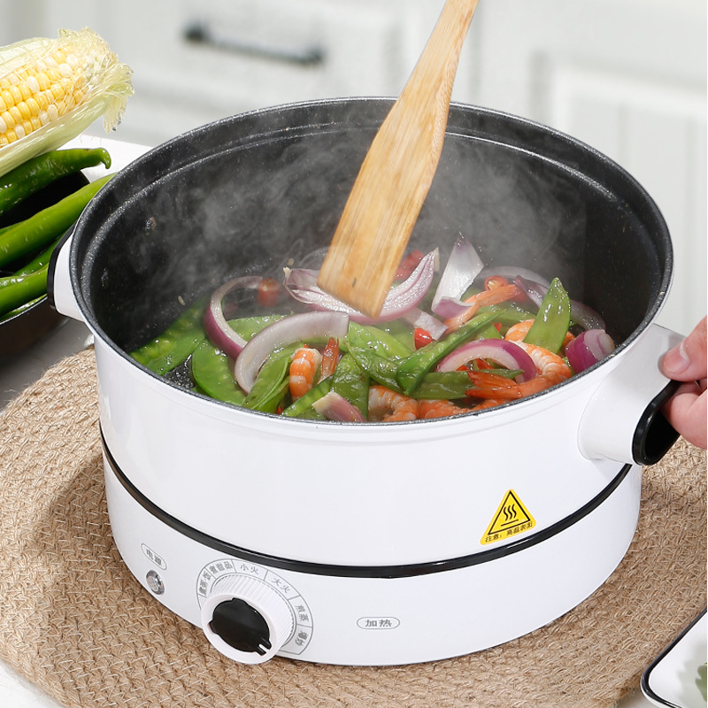 电炒锅多功能家用炒菜一体锅麦饭石不粘锅炒锅插电宿舍小型蒸煮锅