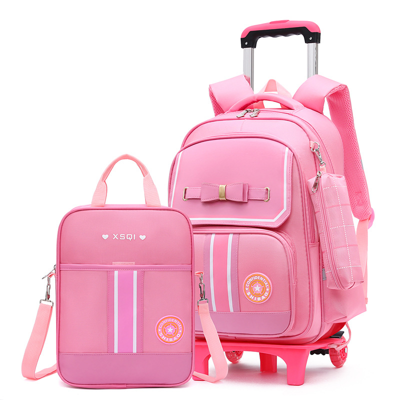 Primary School Student Schoolbag Children Backpack Grade 1-3-6 Boy's and Girl's Schoolbag Burden Reduction Dual-Use Trolley Schoolbag