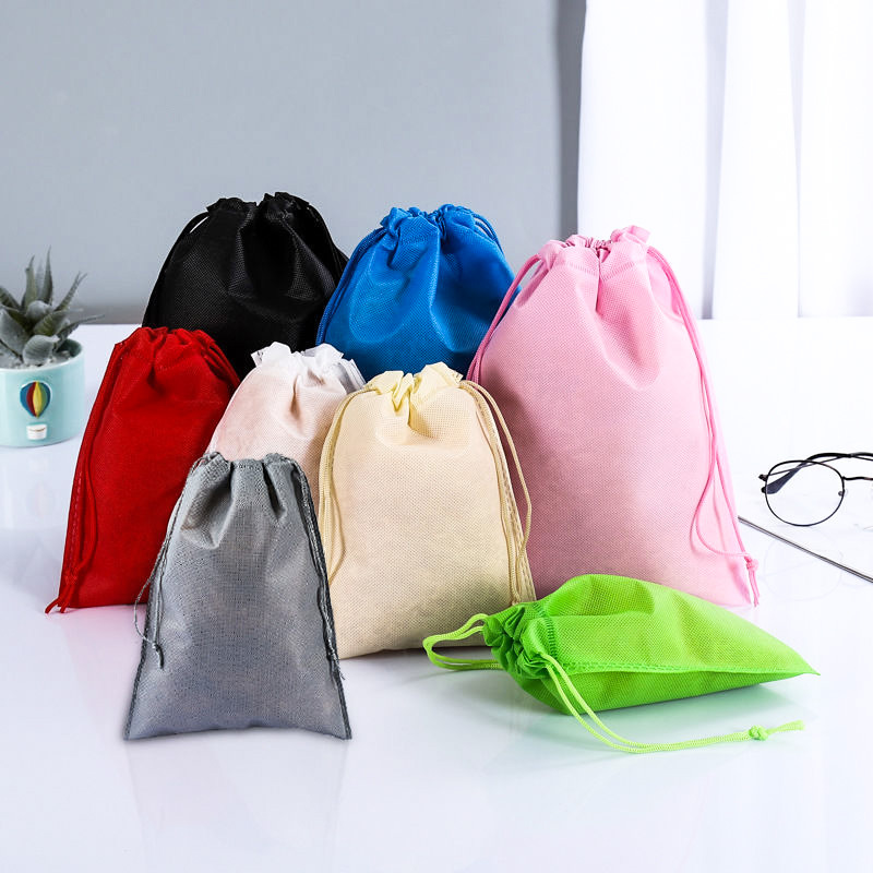 彩色无纺布束口袋鞋子玩具衣服收纳防尘袋抽绳公章收口防包装袋