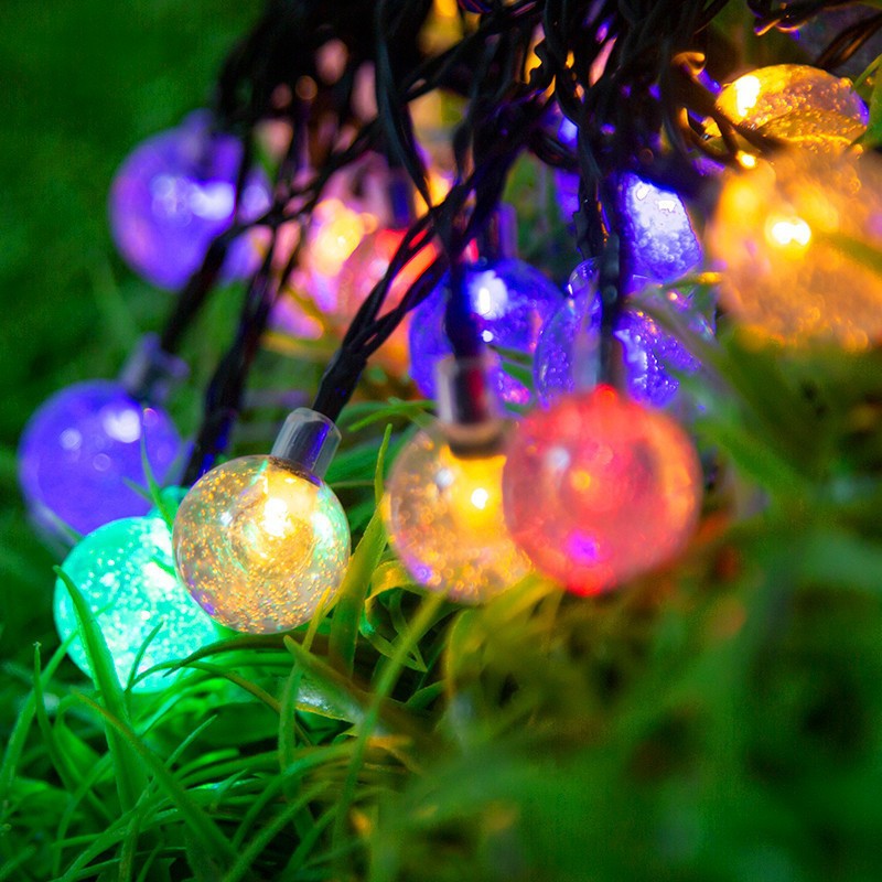 Solar Bubble Ball Lighting Chain Led Colored Lamp Crystal Ball Christmas Holiday Lamp Wedding Outdoor Waterproof Courtyard Decoration