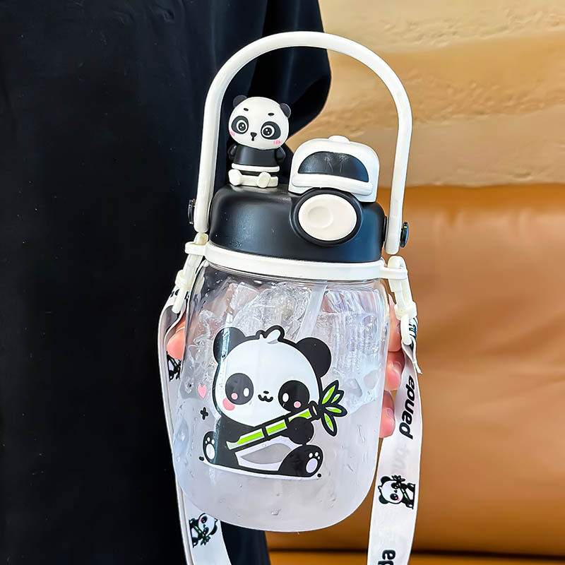 Summer Children's Cups Good-looking Double Drinking Mouth Large Capacity Kettle Crossbody Strap Primary School Student Cup for School