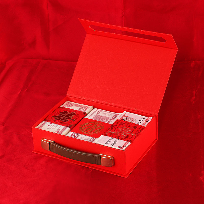礼金盒2022提亲礼聘金盒子结婚首饰盒下聘礼万20大手提锁箱彩礼喜