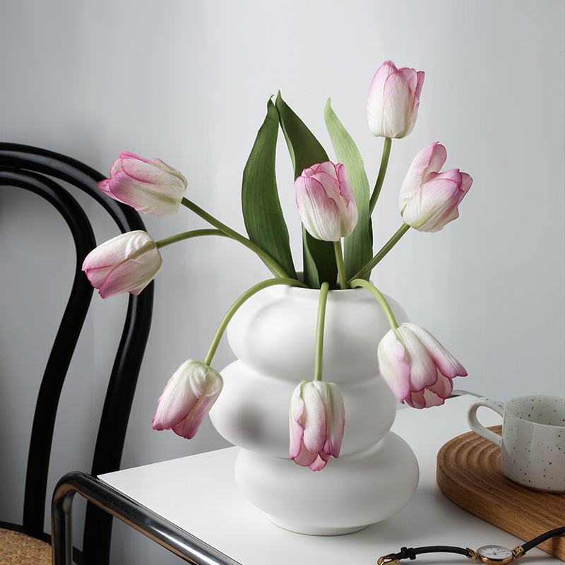 Beihanmei Special-Shaped Ceramics Vase Hydroponic White Home Sample Room Decorative Donut Flower Ware Cross-Border Wholesale