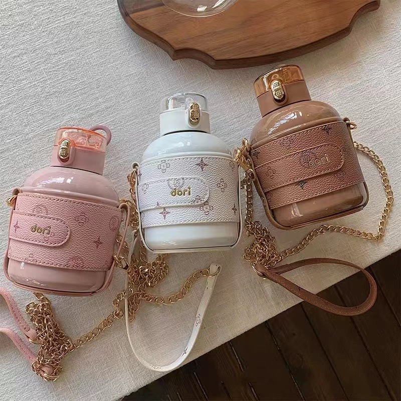 新品高颜值女生DL包包保温杯带儿童吸管背带水杯创意手雷礼品杯子