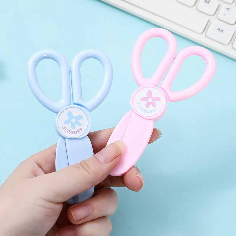 Kindergarten Small Size Labor-Saving Paper Cutting Scissors Children Manual Scissor Color round Head Plastic Safety Scissors