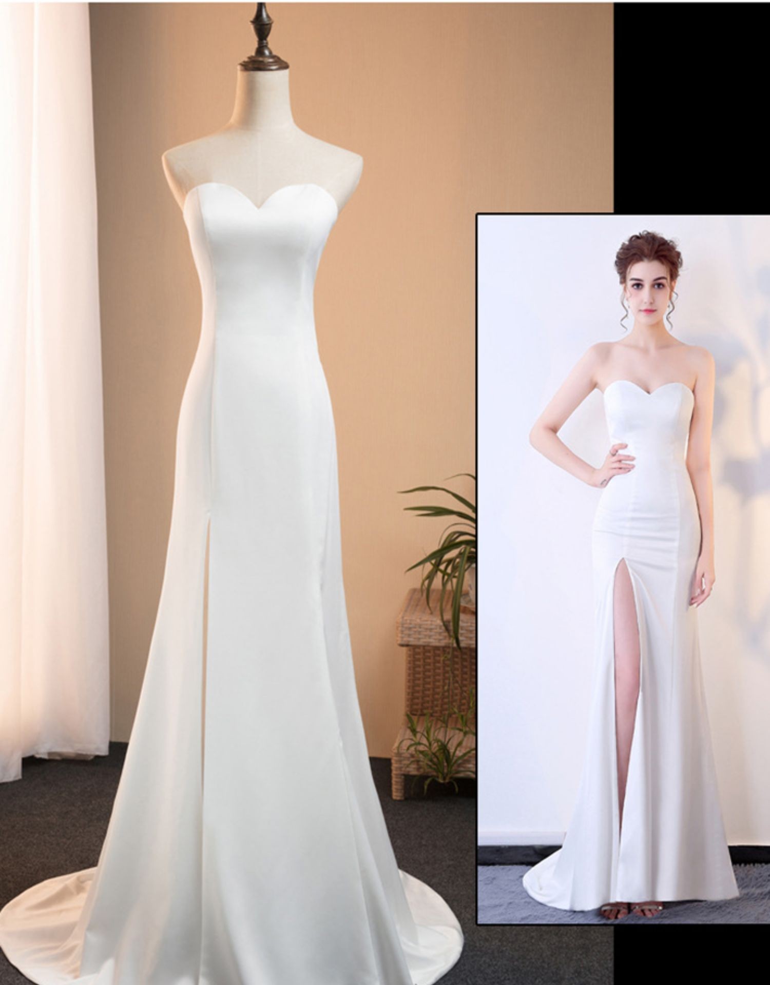 礼服裙女秋季宴会气质高端抹胸红色晚礼服鱼尾开叉高级感性感长裙